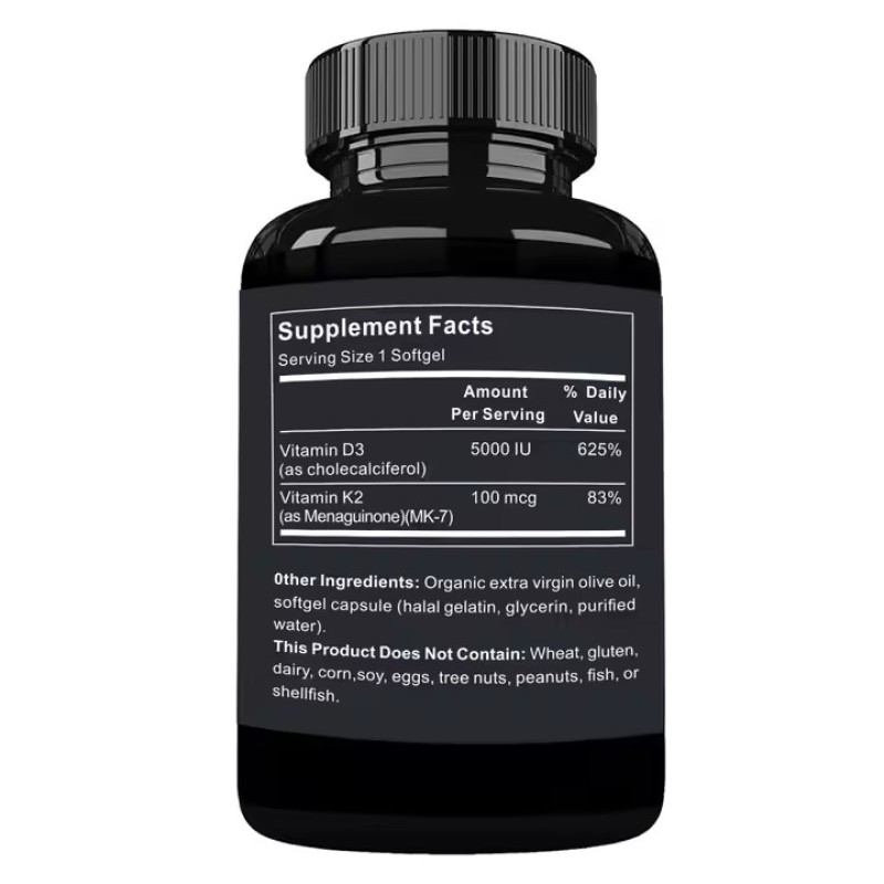 Vegan Softgel Vitamin D3 + K2 Multivitamin Soft Capsules Adult and Pregnant Softgels Immune Booster Suitable for All Ages