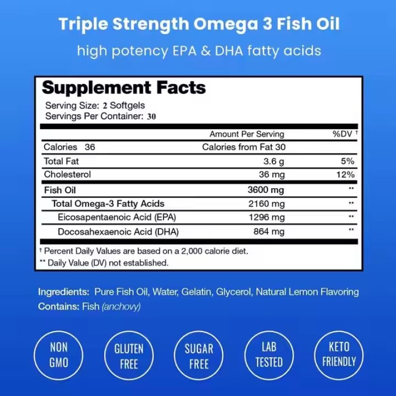 Halal Deep Sea Fish Oil Supplements Soft Capsule Omega 3 Fish Oil Capsules Enhancement of Immunity