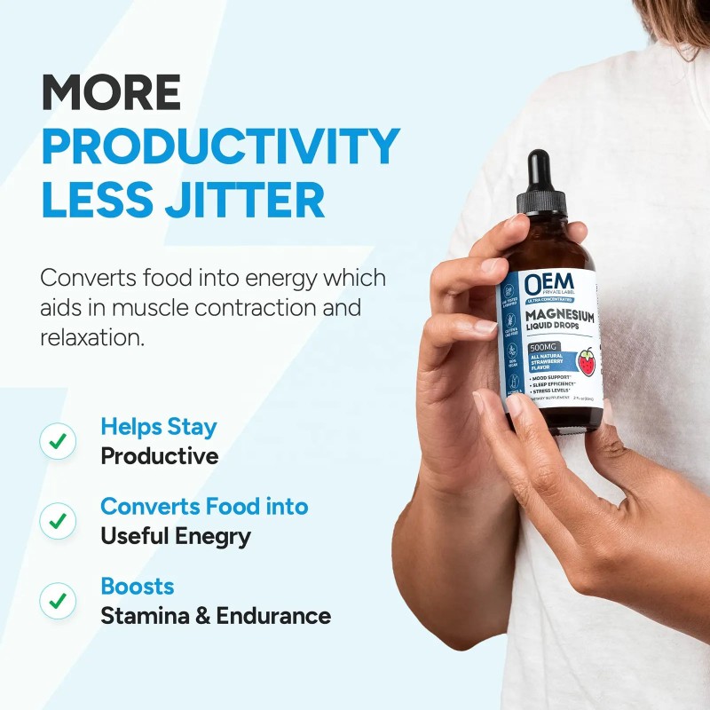 OEM Magnesium Citrate Liquid Drops for Slimming, Stress Relief, Deep Sleep, and Mood Enhancement