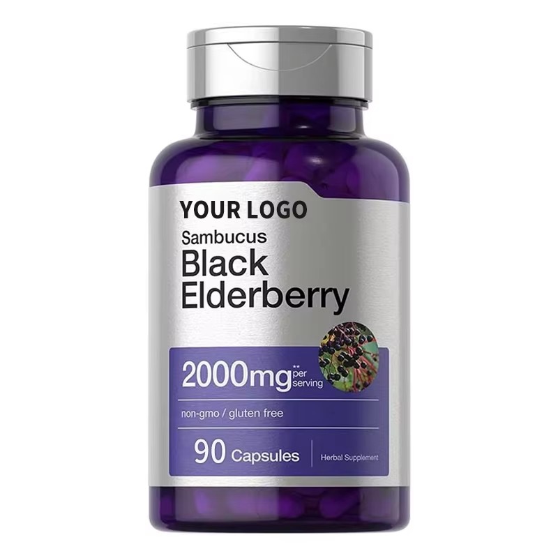 Vegetarian Supplement Black Elderberry Capsules Vitamin c and Zinc Vitamin Elderberry Supplement Immunity