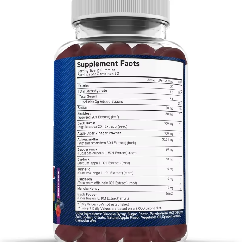 Organic Sea Moss Gummies with Ashwagandha and Lions Mane Immune Support Candy for Adults Not for Pregnant Women