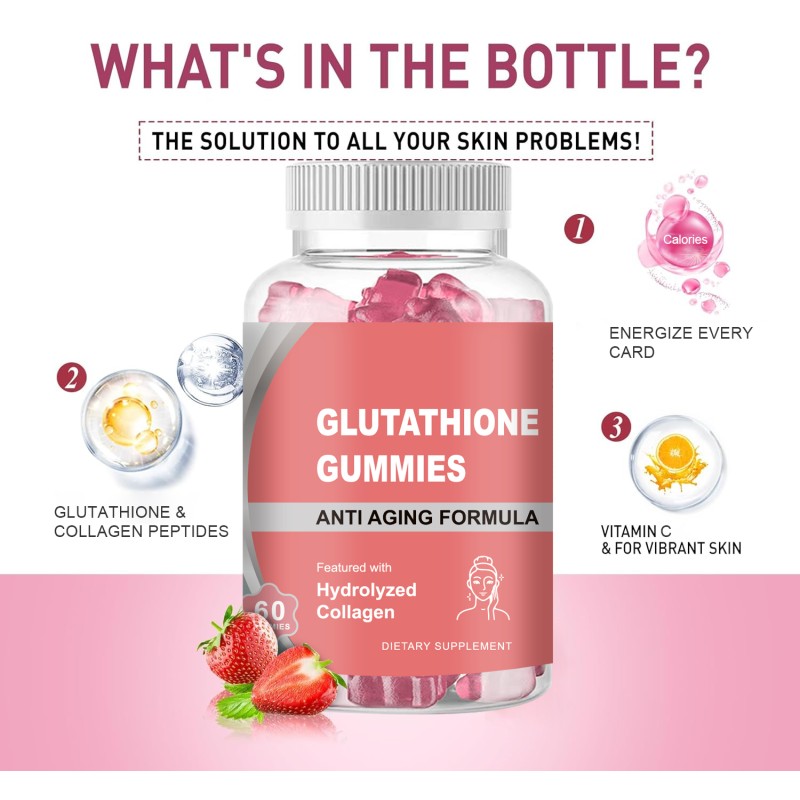 OEM Collagen Biotin Gummies with Vitamin C - Low Sugar Herbal Supplements ForWomen's Anti-Aging & Whitening