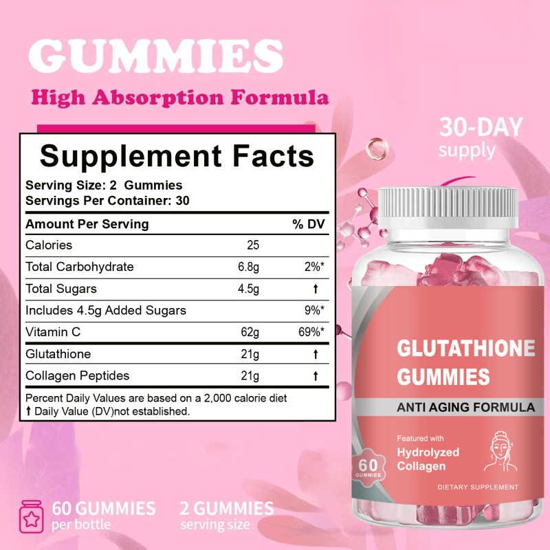 OEM Collagen Biotin Gummies with Vitamin C - Low Sugar Herbal Supplements ForWomen's Anti-Aging & Whitening