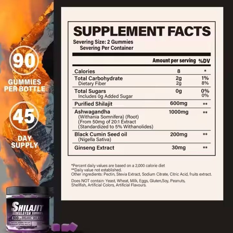 Shilajit Gummies with Fulvic Acid & Lions Mane - Pure Himalayan Supplements