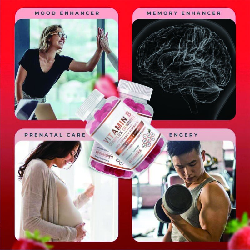 OEM Energy Immune Vitamin B Complex Gummy Candy Supports Growth Health for Adults Dietary Supplement Safe for Pregnant Women