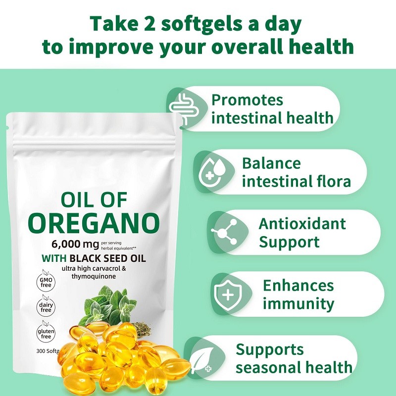Adult Health Supplement Oregano Oil Soft Capsules Not for Pregnant Women Sterilization Antioxidant