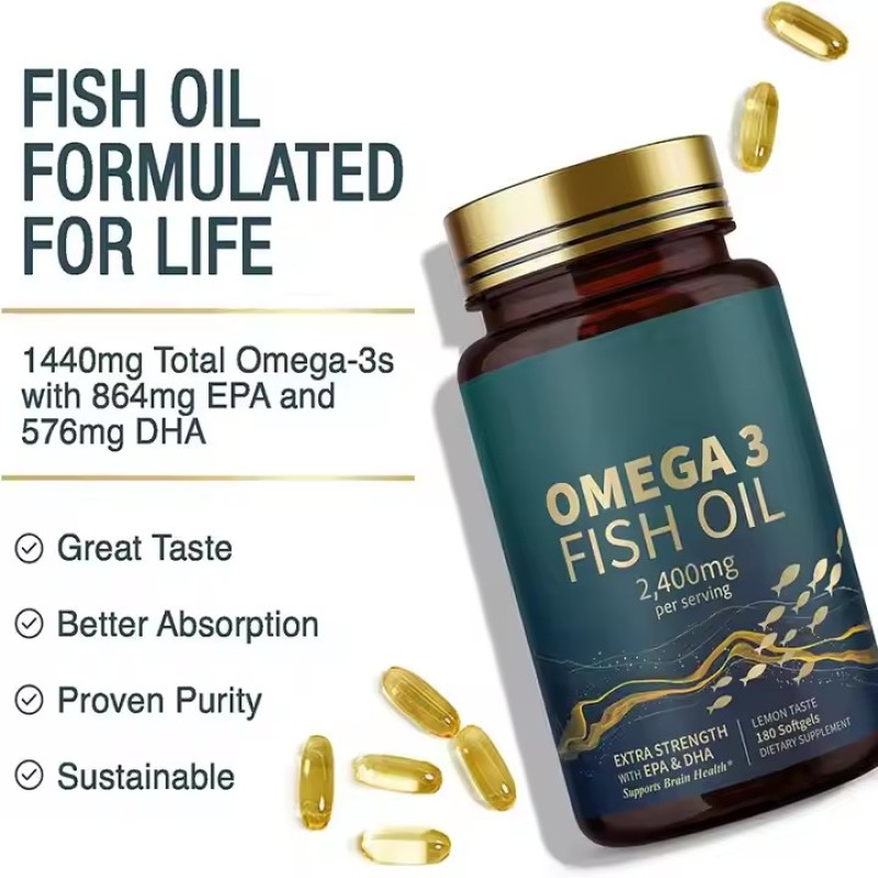 Top Rated Best Small Omega 3 Fish Oil Softgel Capsules High Potency EPA & DHA with Custom for Heart & Brain Health
