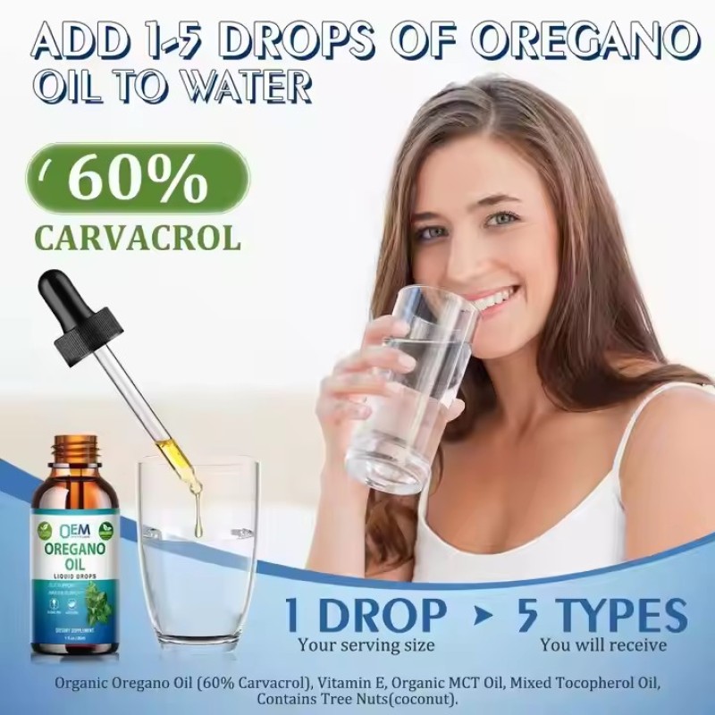 Organic Oregano Oil Vitamin E Immune Support and Adult Digestive Health Supplement Liquid Drops Immune Support