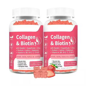 Collagen Biotin Gummies with Vitamin C & E - Hair Growth, Skin Glow & Nail Strength Supplement - ODM/EDM Chewable