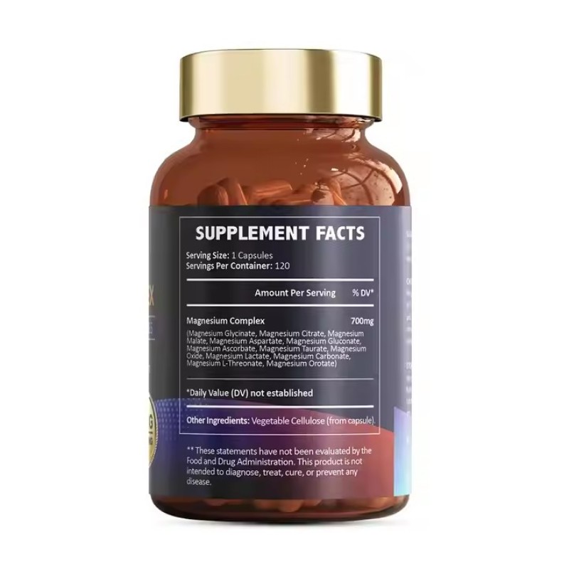Factory Private Label Magnesium Capsules for Adults Stress Relief Sleep Support Nerves & Muscles Metabolism Supplement