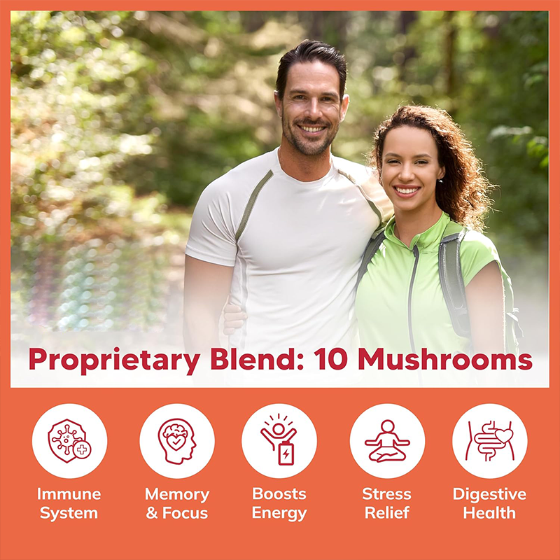 Delicious Super Mushroom Daily Gummies  Immune Support & Brain Booster with Vitamins for Men Women