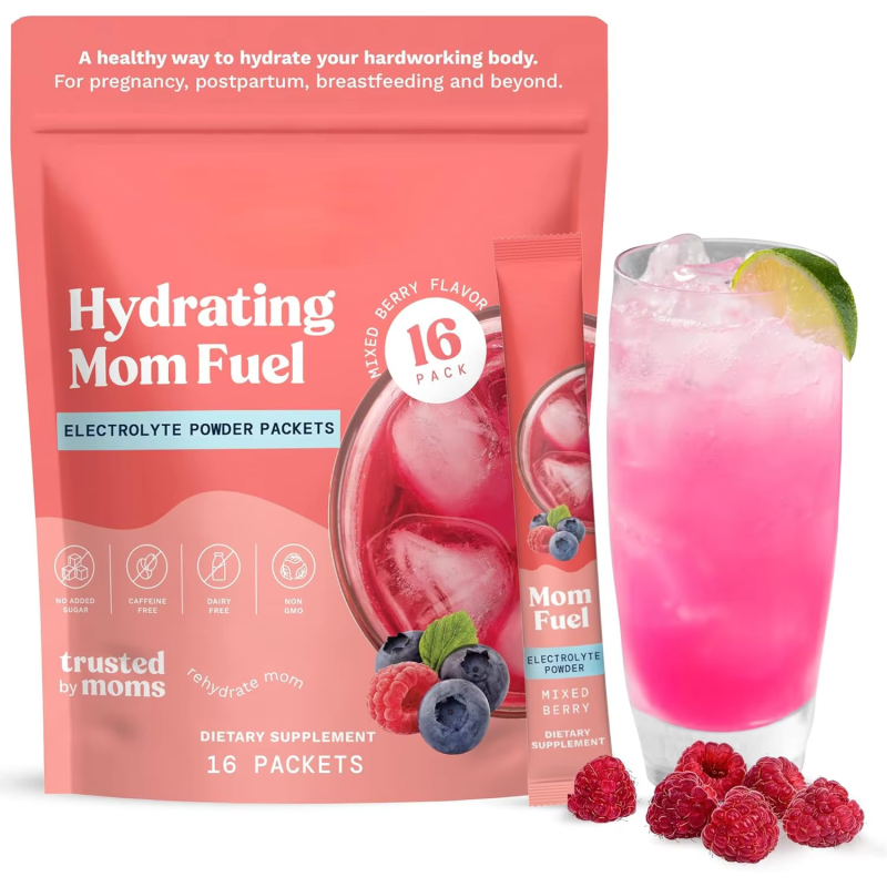 Mom Fuel Electrolyte Powder Packets Mixed Berry, Hydration Support, No Sugar & Caffeine Free