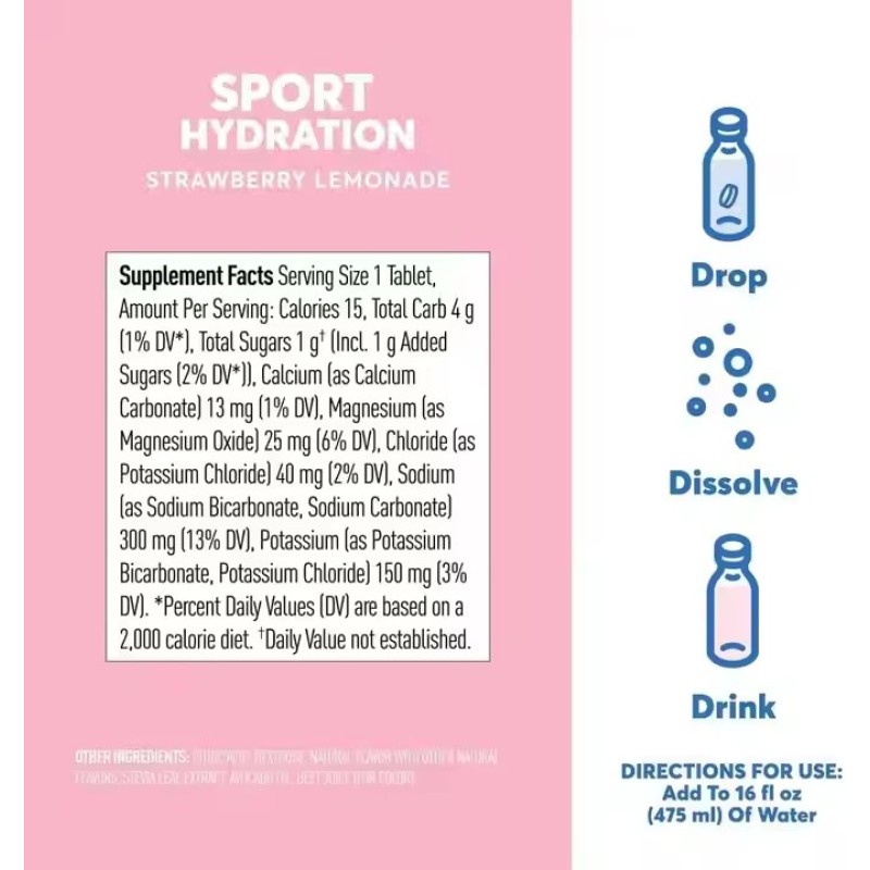 OEM Hydrated Strawberry Lemon Effervescent Tablets Sports Nutrition Electrolyte Supplement Drink Vitamins