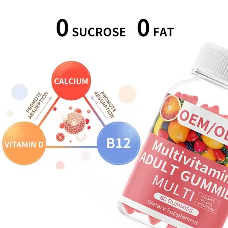 Strawberry Vitamins Gummies Multi Vitamin Supplement Vitamin C E Collagen Biotin Gummy Candy Dosage Form