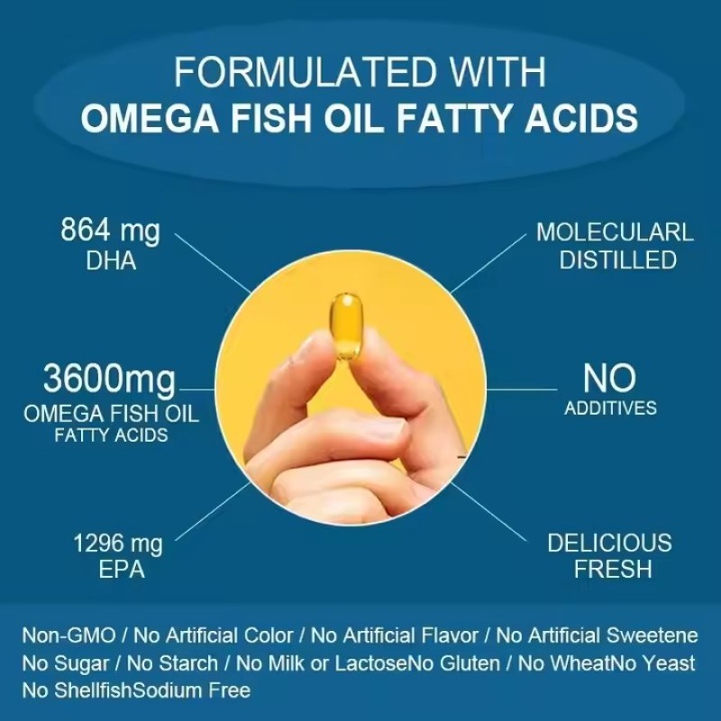 OLLI OEM/ODM Omega3 Fish Oil Triple Strength Pure Wild Natural Salmon Pangasius Fish Oil Care Supplement