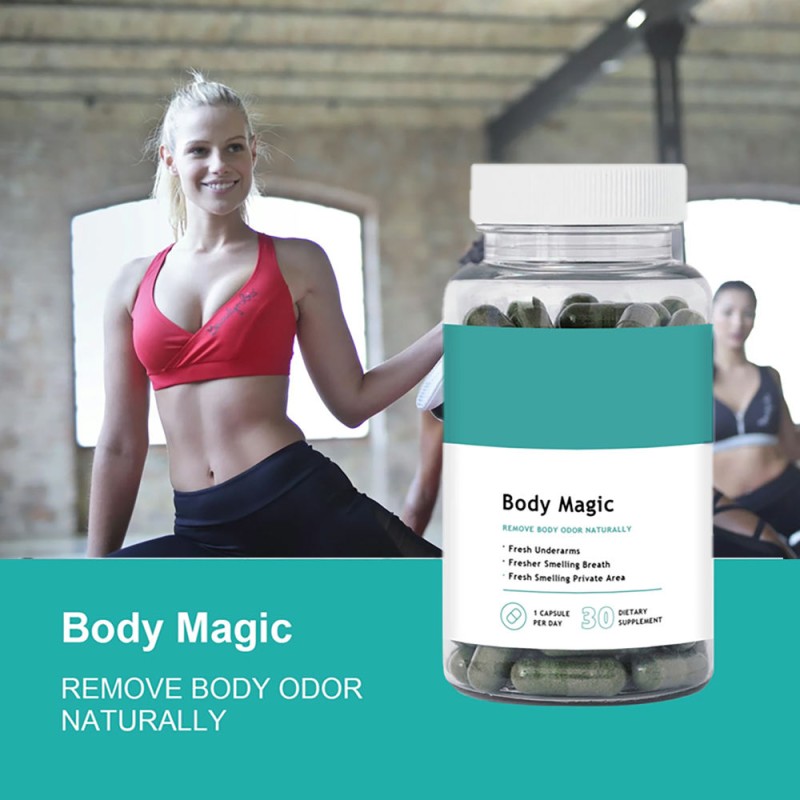 Body Magic Chlorophyll Capsules - Natural Deodorant for Body Odor, Fresh Breath & Underarms