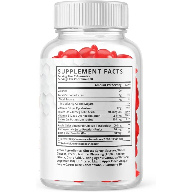 Vegan Keto BHB + ACV Dual Gummies with Pomegranate - Organic Weight Management Formula for Adults