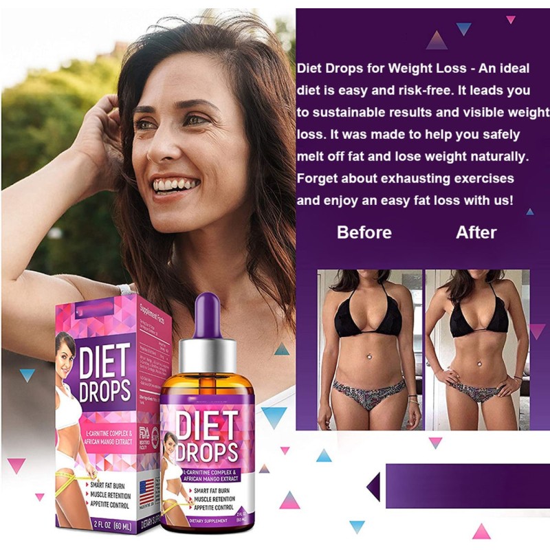 100% Natural L-Carnitine & African Mango Weight Loss Fat Burn Appetite Control Oral Liquid Drops for Adults All Age Groups