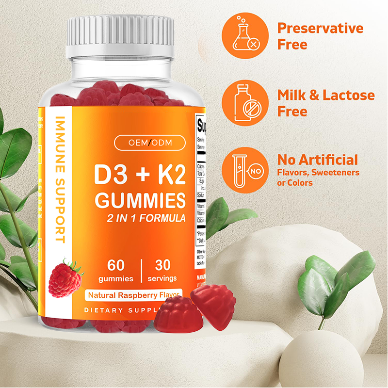 High-quality Vitamin D3 K2 Adult Gummy Candy 5000 International Units Vitamin D3 Immune Support Vitamin Gummy Candy