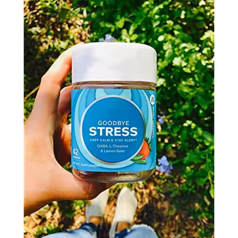 Stress Relief Gummies with GABA L-Theanine & Lemon Balm for Calm Mood Support & Mental Alertness Supplement
