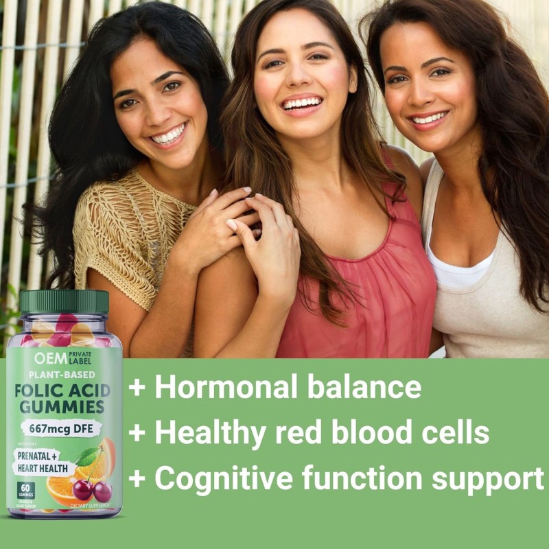 OEM Customization Prenatal Vitamins Gummies with Folic Acid - 667 Mcg DFE for Hormonal Support
