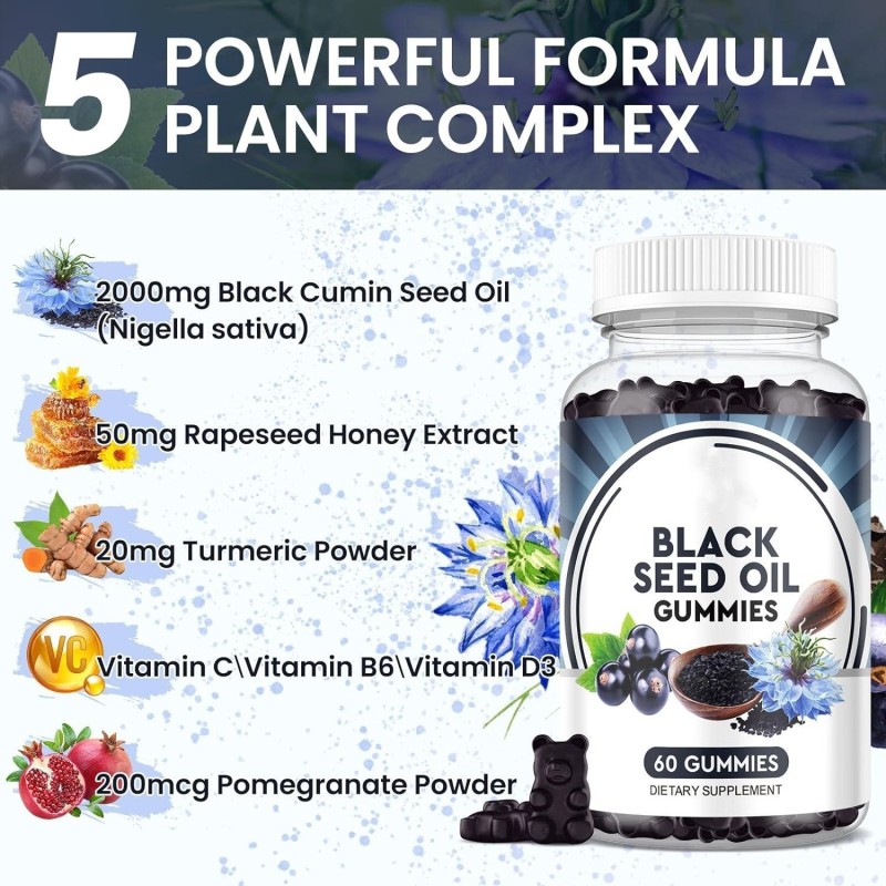 OEM Black Seed Gummies - Supports Digestive Health & Immune System  Dietary Supplement