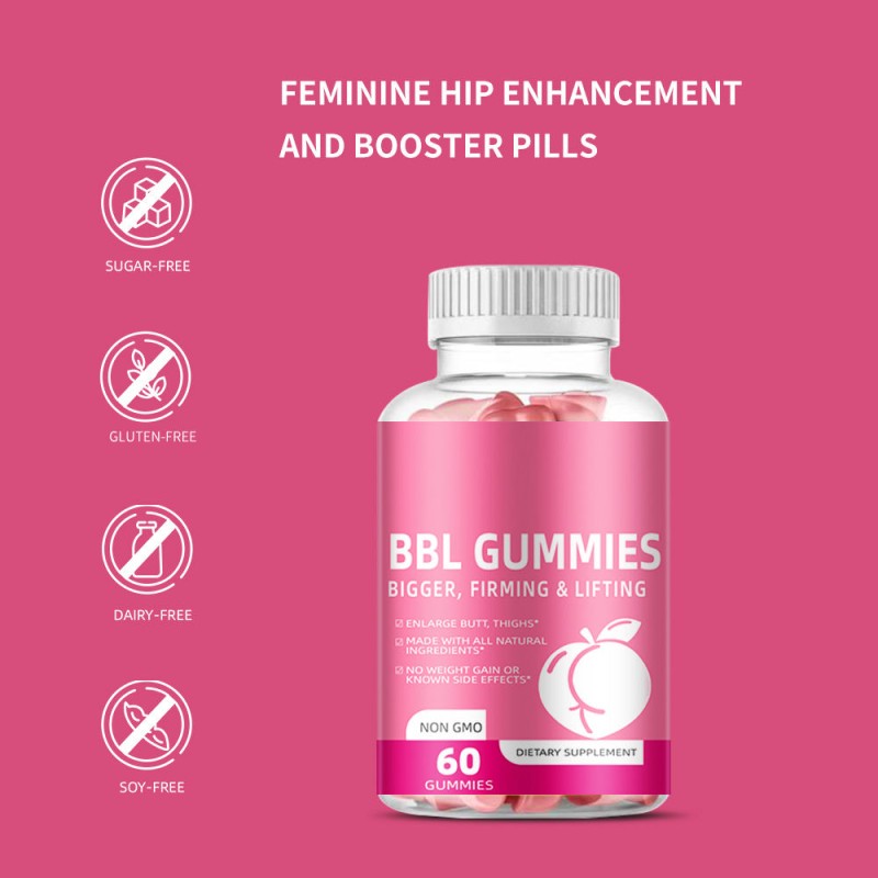 OEM BBL Booty Enhancement Gummies for Women - Natural Butt Growth Formula with Maca & Fenugreek, Vegan Chewable