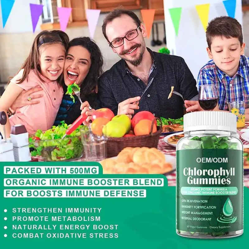 Biocaro OEM Private Label Chlorophyll Gummies for Liver Health, Immunity Boost, and Sleep Support