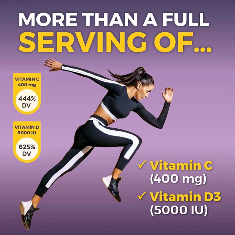 Natural Herbal Supplement Black Elderberry Extract Multi-Vitamin Capsules Vegan Immune Booster Improves Endurance