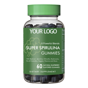 Super Spirulina Chlorophyll Gummies with Prebiotics & Vitamins for Beauty Detox Energy Boost - Adult Dietary Supplement