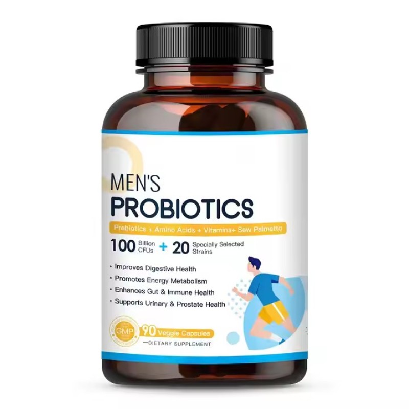 Men Digestive Health Enzymes Prebiotics Capsules for Saw Palmetto Cranberry Gut Immune Prostate Urinary Tract Health