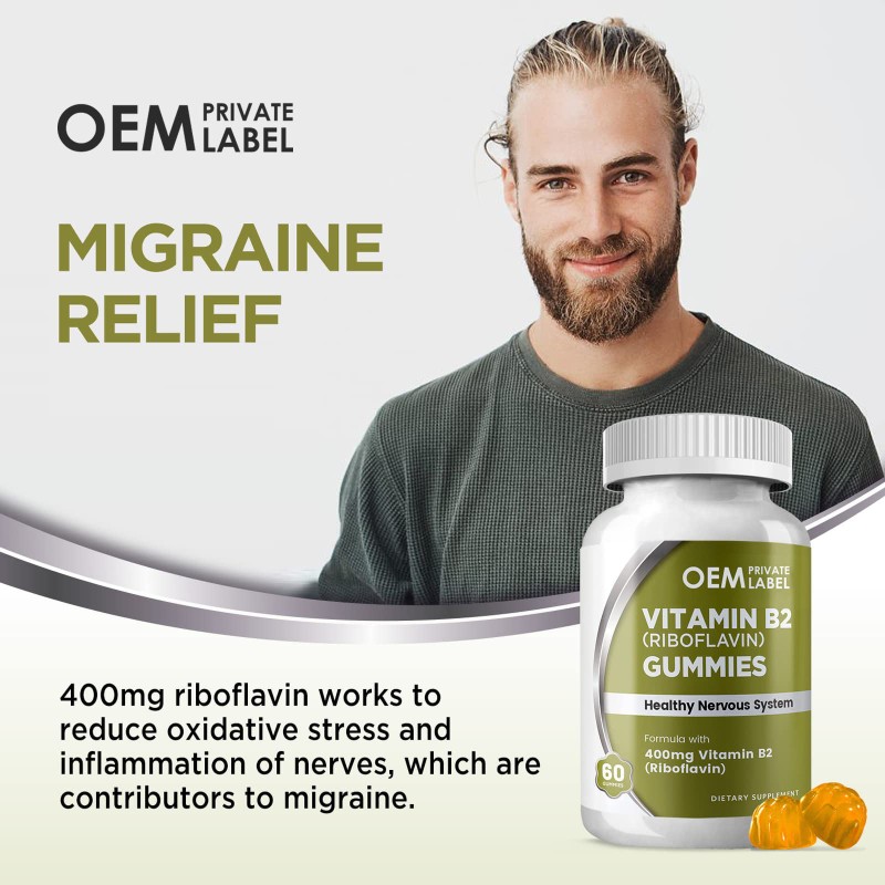 OEM Private Label Riboflavin Gummies Herbal Supplements for Stress Relief and Energy Support Vitamin B2