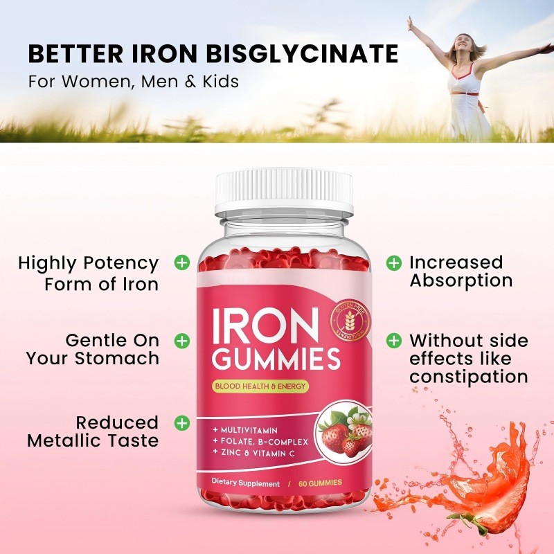 Iron Soft Candy Iron Supplements Zinc Vitamin B Complex CB12 Folic Acid Blood Cleanser Energy Support