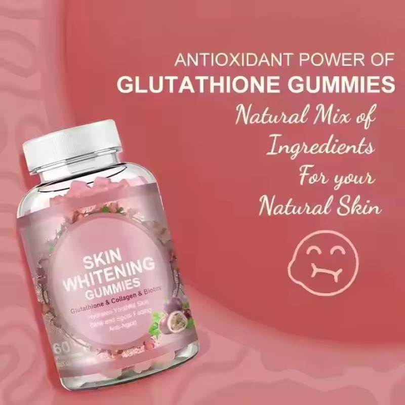 OEM Skin Whitening Gummy L-Glutathione Hyaluronic Acid Gummy Collagen Gummy Skin Nail and Hair Care