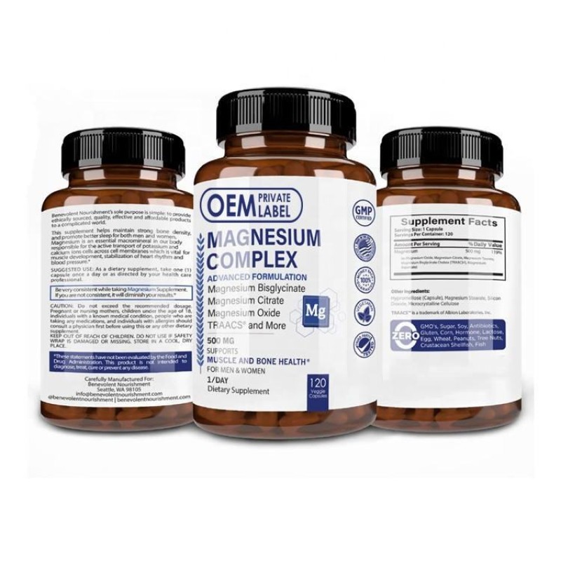 Premium Magnesium Complex 500mg Capsules  High Absorption Supplement for Sleep, Muscle Relaxation & Leg Cramps Relief