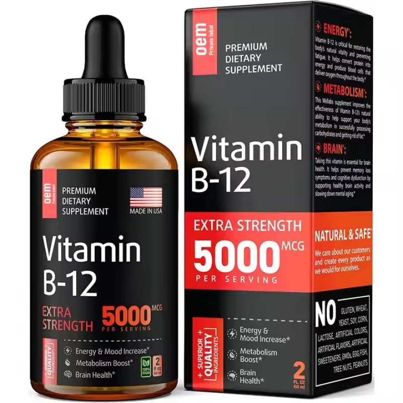 OEM Vitamin B12 Drops Support Metabolism Energy Enhance Organic Vegan  Liquid Supplement