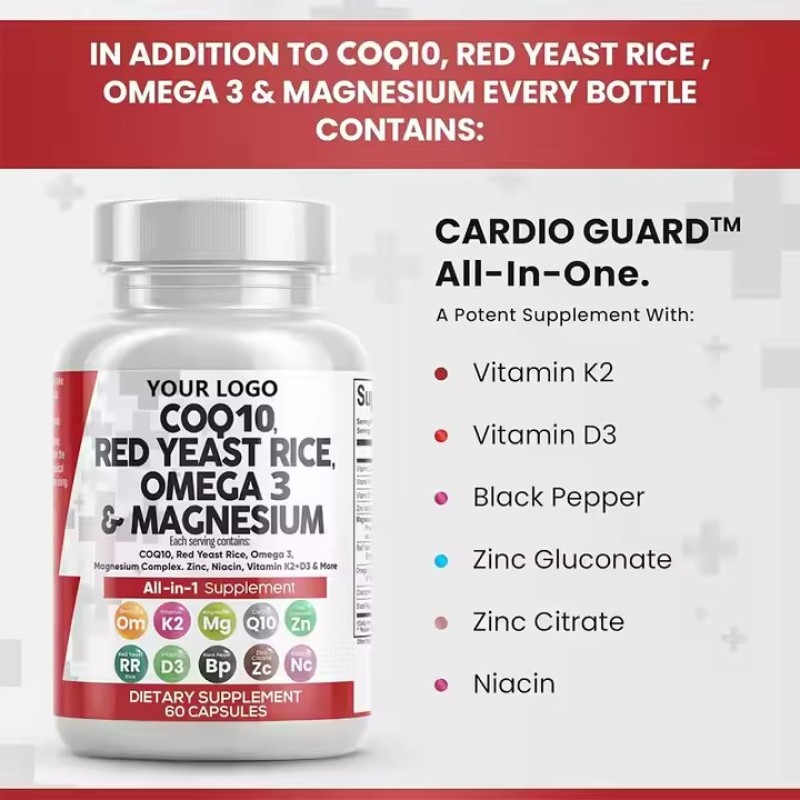 COQ10 Omega 3 All-in-one  Vitamin 10 in 1 Blend Vitamin Minerals Heart Support Antioxidants Multivitamin Capsules
