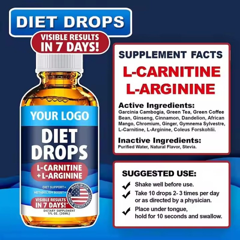Diet Oral Droplets L-carnitine and L-arginine Supplements Increase Fat Loss Promote Fat Burning and Improve Metabolism