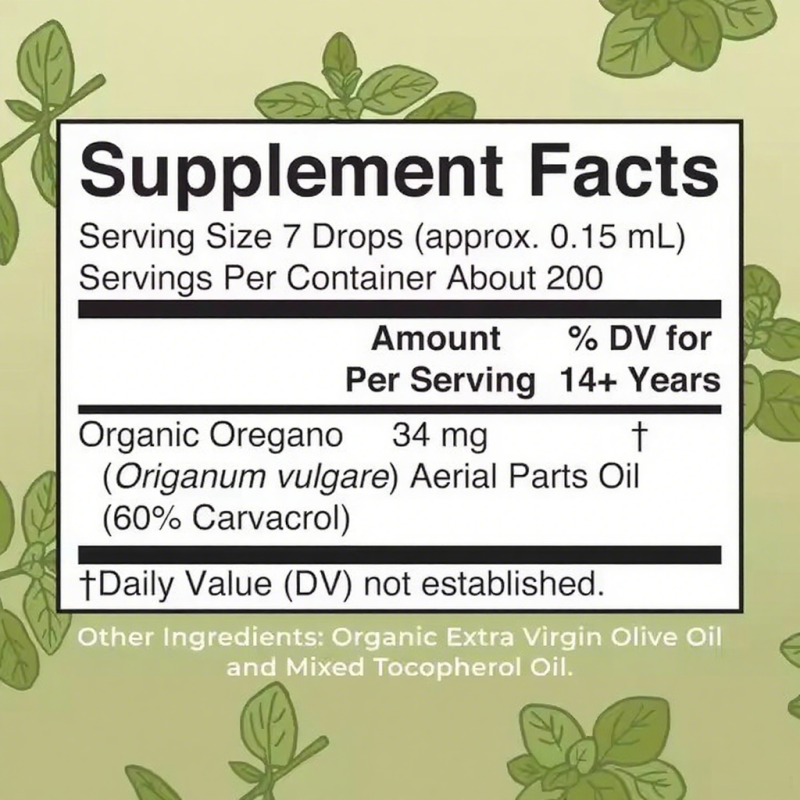 Organic Oregano Oil Liquid Herbal Blend Immune Support Digestive Health Overall Health Vegan  Oregano Oil Drops