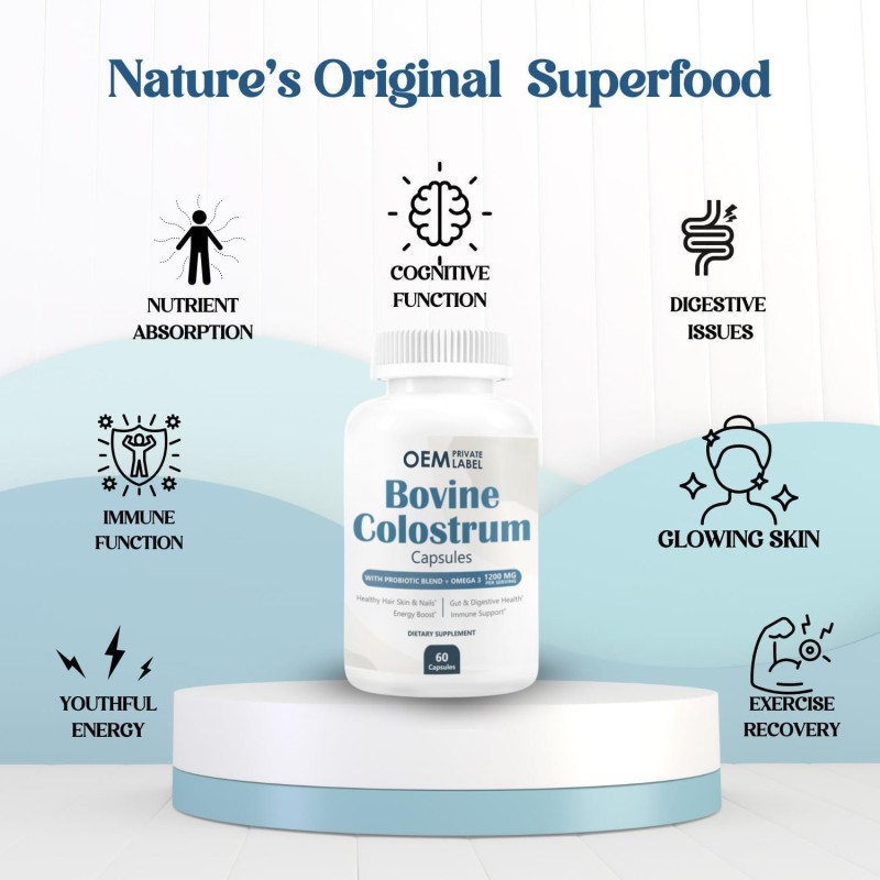 Premium Colostrum with Probiotic Blend & Omega 3 - 1200mg Per Serving Supports Gut Health, Hair Growth & Beauty