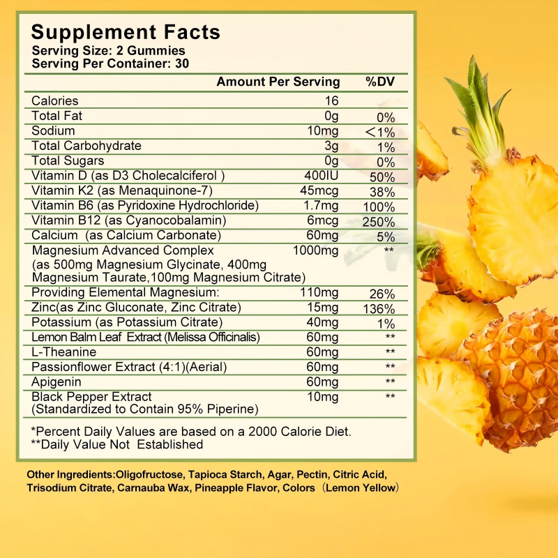 Magnesium Complex Gummies Magnesium Citrate L-Theanine Magnesium Glycinate Supplements for Relax Multivitamin Supplement