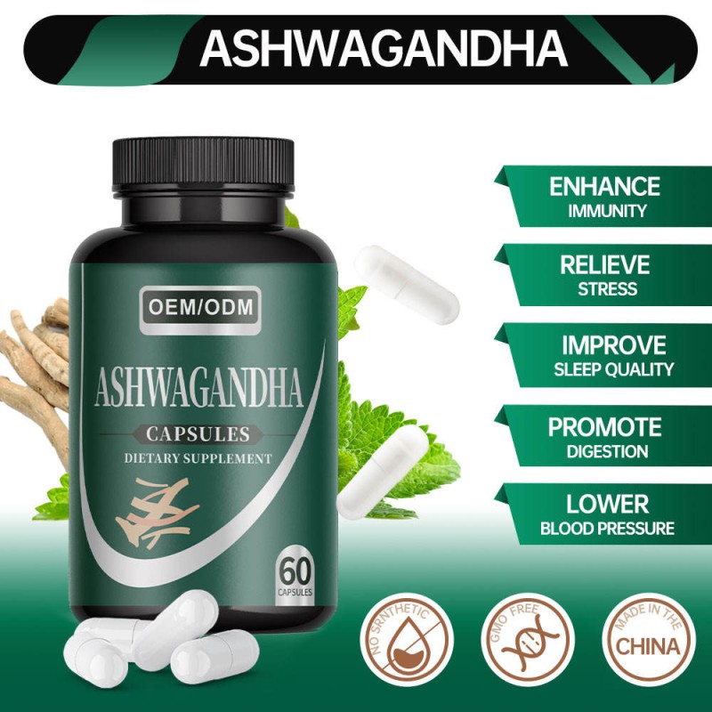 Organic Ashwagandha Capsules - Stress Relief & Mood Calm, Boost Energy & Improve Sleep