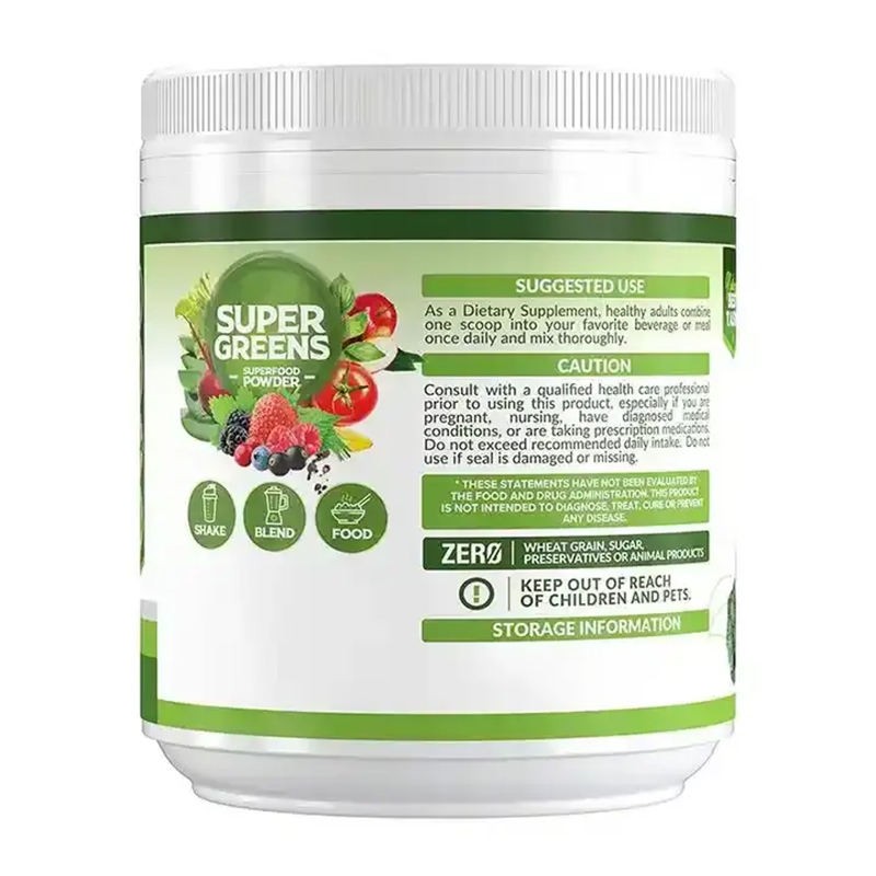 Super Green Powder with Spirulina, Chlorella & Beetroot - Digestive Enzymes & Probiotics for Gut Health