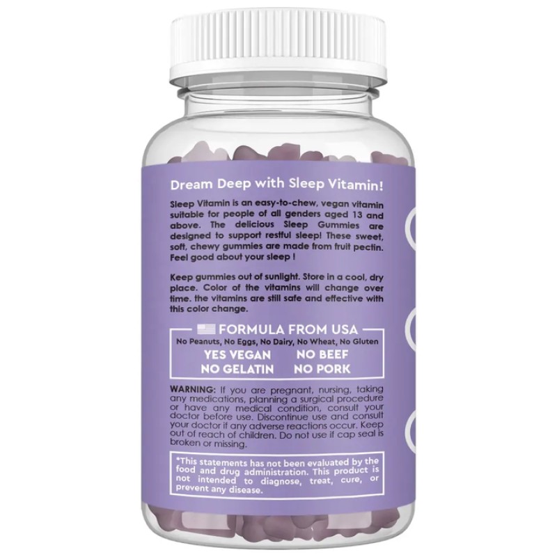 Deep Sleep Supplement for Adults Vitamins B6 Theanine 5-HTP Powder Melatonin Gummy Candy