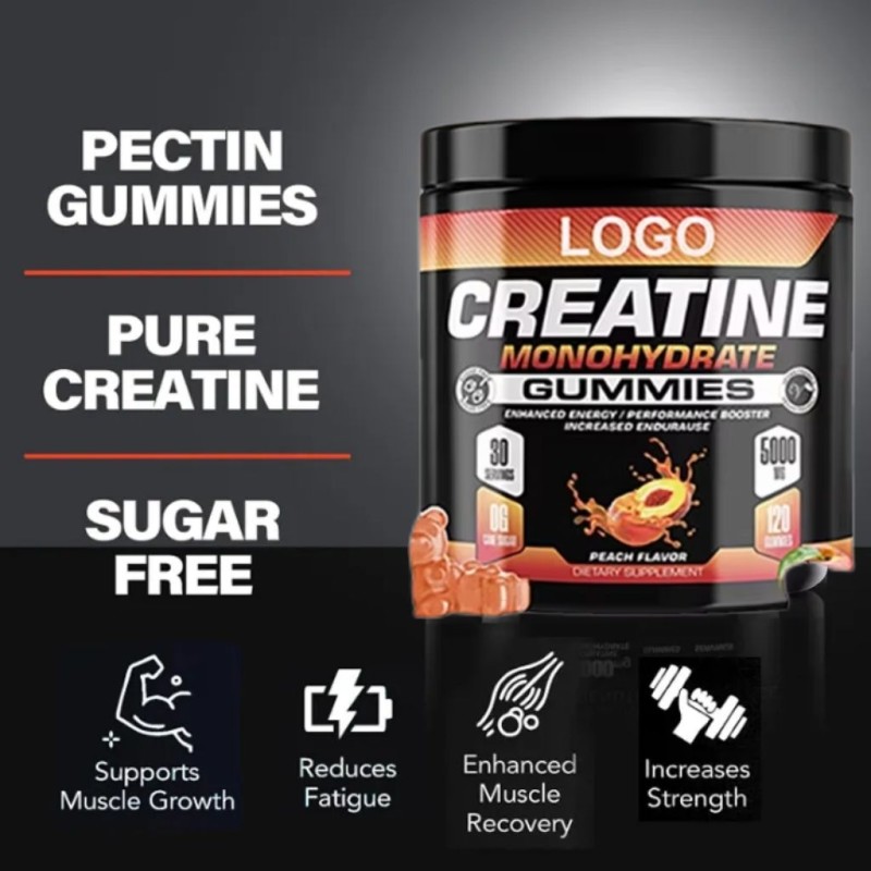High Potency Creatine Monohydrate Gummies 5000mg for Pre-Workout Energy and Muscle Support in Sports Nutrition