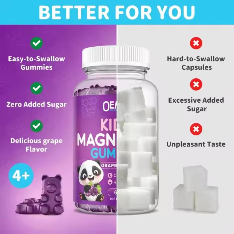 OEM Private Label Kids Magnesium Relaxing Stress Gummies Calming Gummies for Memory Calm Mood Sleep