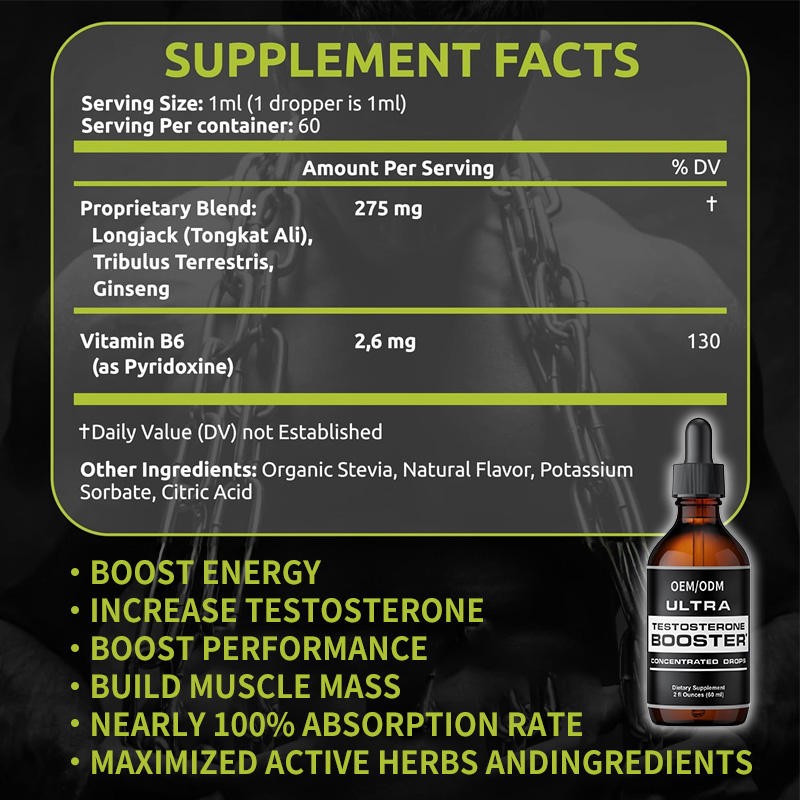 Liquid Drops - Tongkat Ali & Herbal Blend for Men Women, Muscle Recovery & Vitality