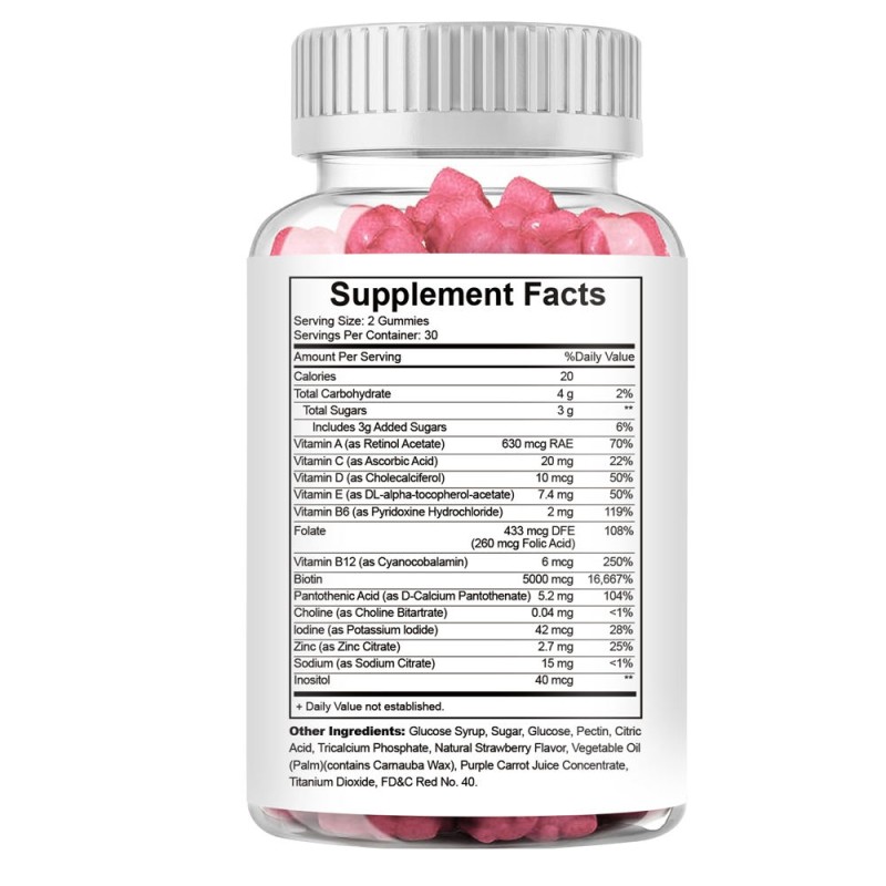 OEM  Hair Vitamins Biotin  with Vitamin C - Low Sugar Herbal Supplements for Hair and Skin for Adults