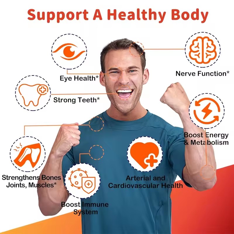 Halal Sugar-Free Vitamin ADK+B12 Gummies 60Pcs - 5000IU D3 & 2500mcg B12 for Vision & Bone