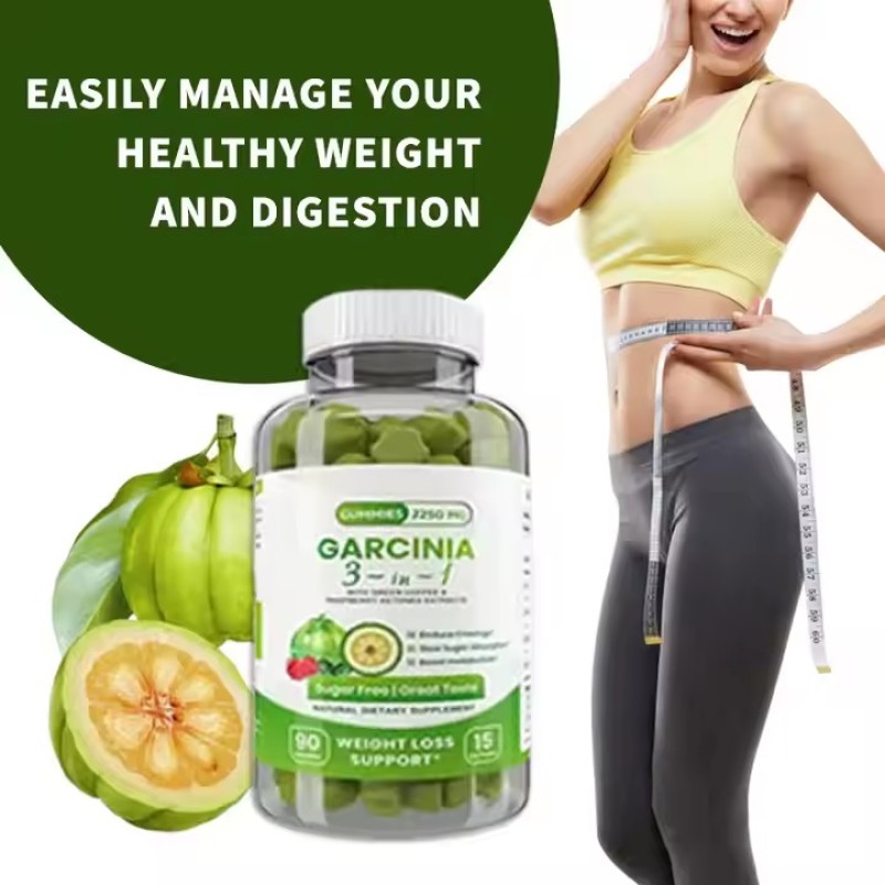 OEM Weight Management 3-in-1 Garcinia Gummy Candy with Green Coffee & Raspberry Ketones Boosts Motabolism Slow Sugar Absorption